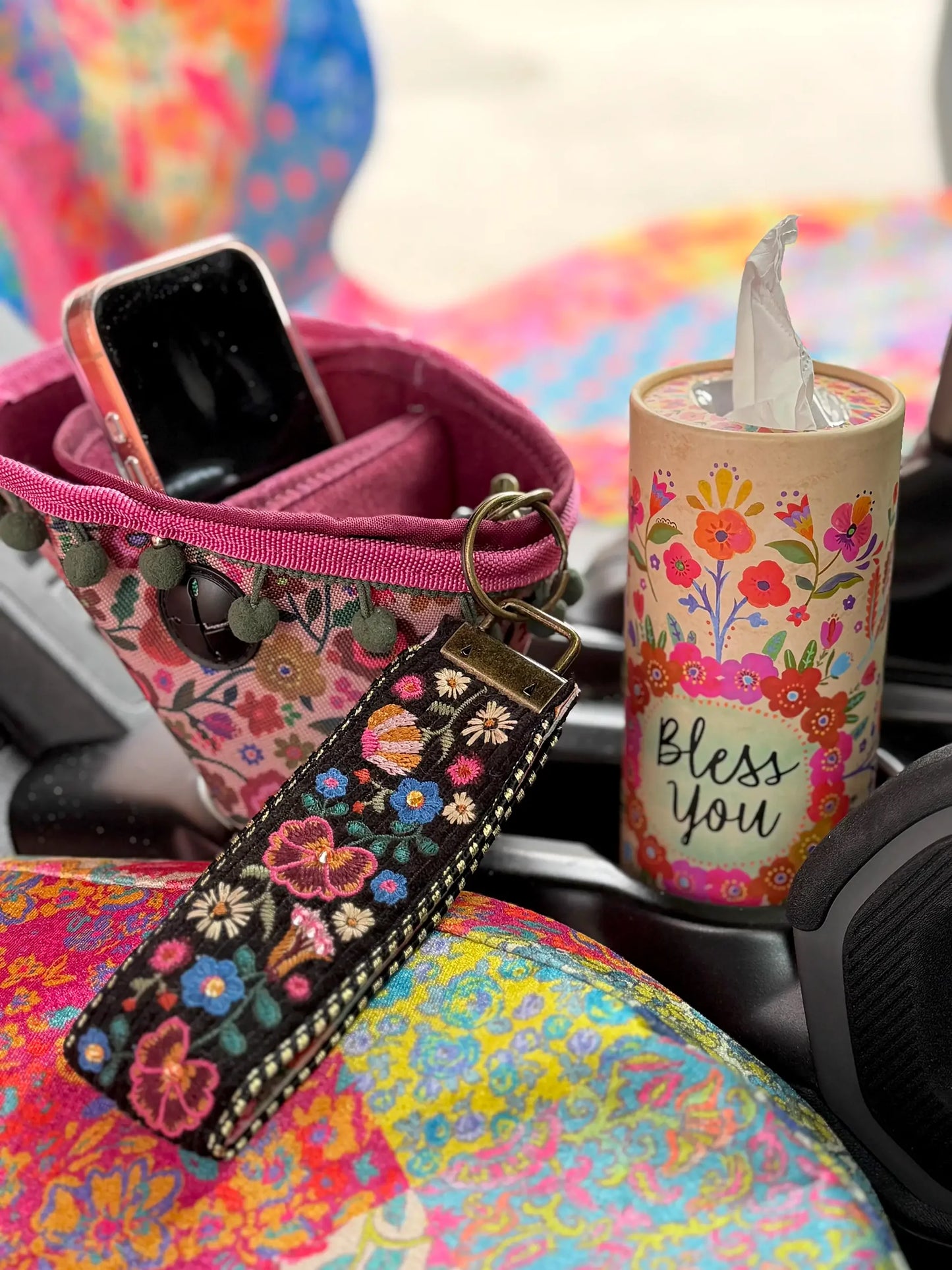 Natural Life Car Tissue - Bless You Cream Floral