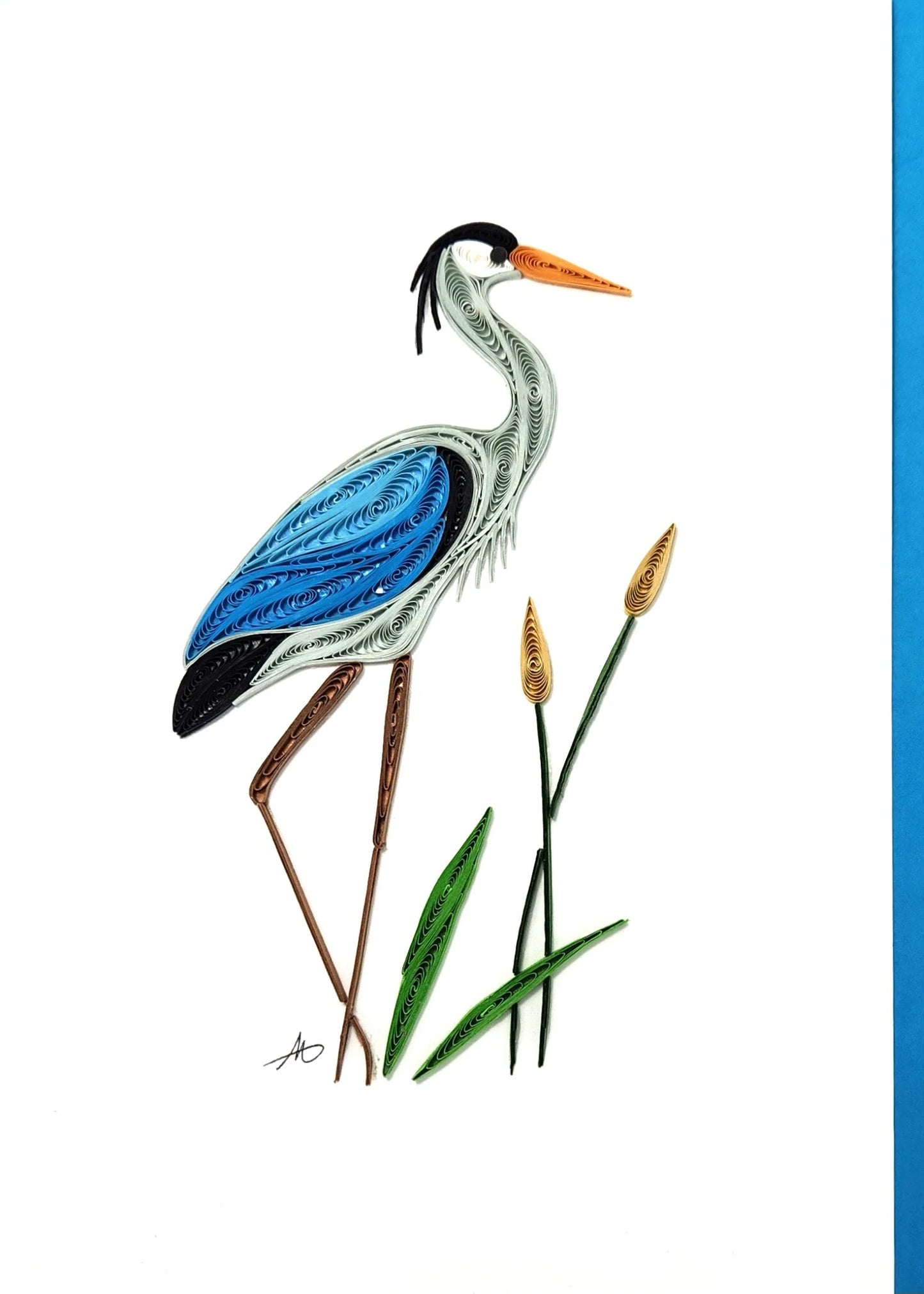 5x7 Quilled Greeting Card - Blue Heron