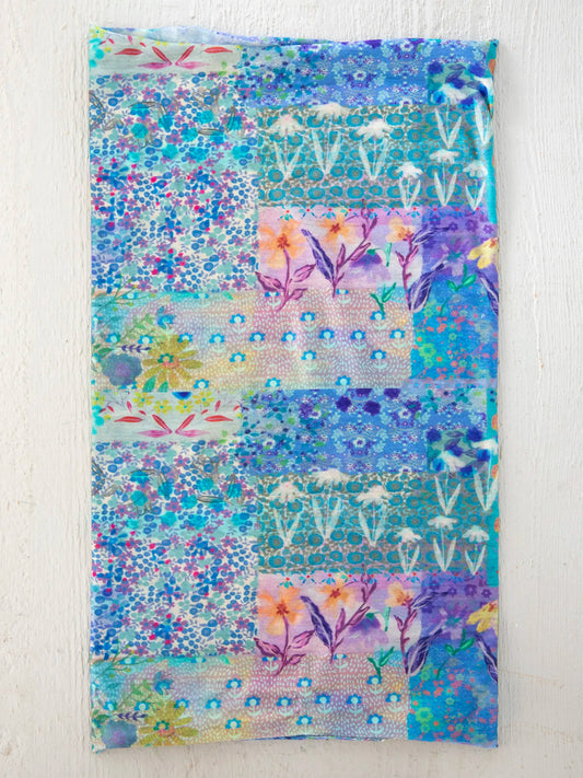 Natural Life Full Boho Bandeau Headband - Blue Watercolor Patchwork