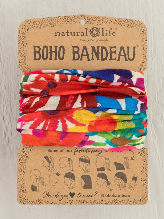 Natural Life Full Boho Bandeau Headband - Bright Floral Garden