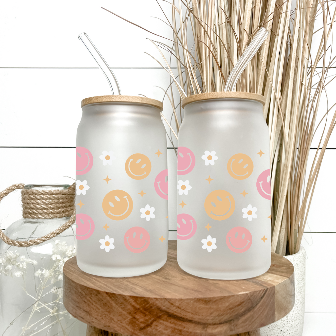 16 Oz Can Glass - Smiley