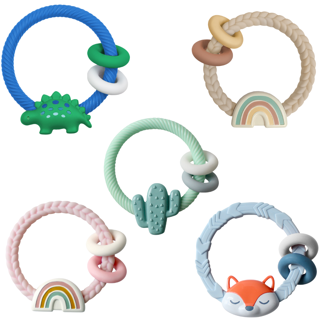 Ritzy Rattle™ Silicone Teether Rattles - Highland Cow