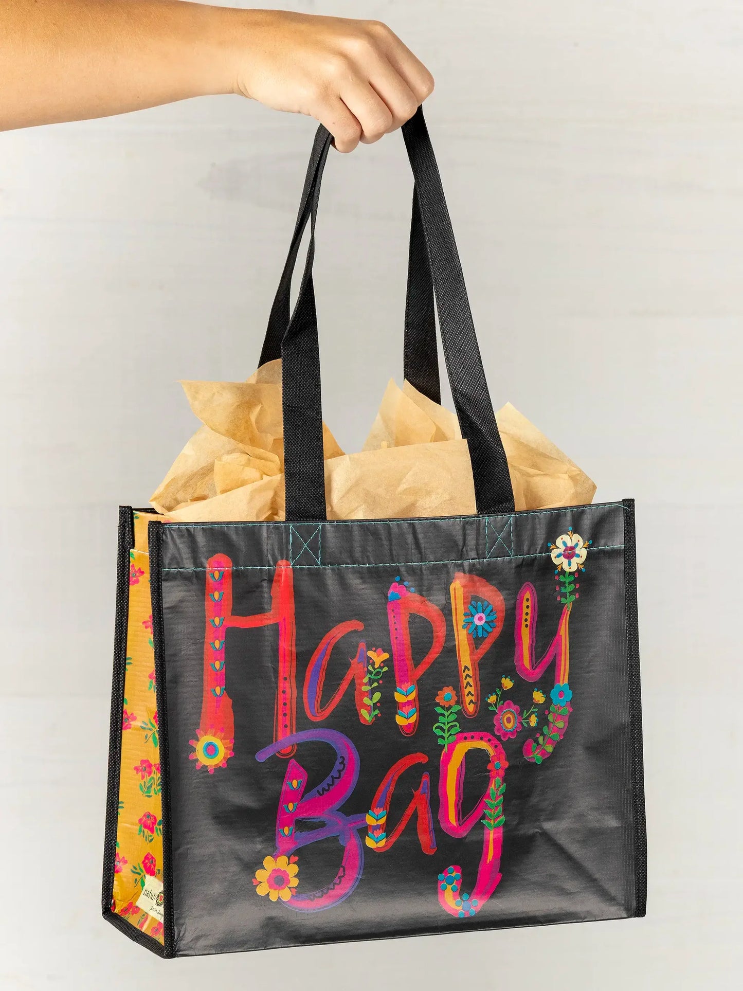 Natural Life Large Happy Bag - Charcoal Floral