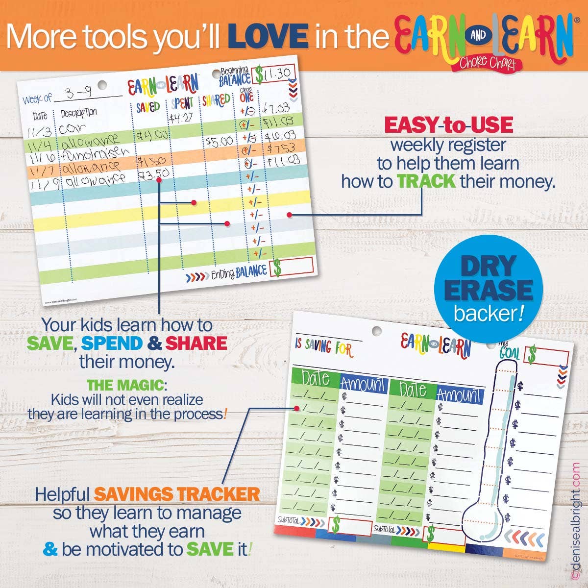 Earn & Learn® Kids Money Management Chore Chart - Kickin' Colors