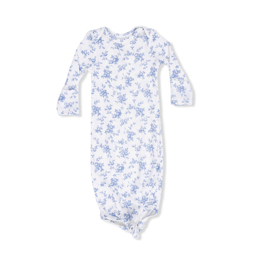 Baby Blue Vines Floral - Knotted Gown and Headband