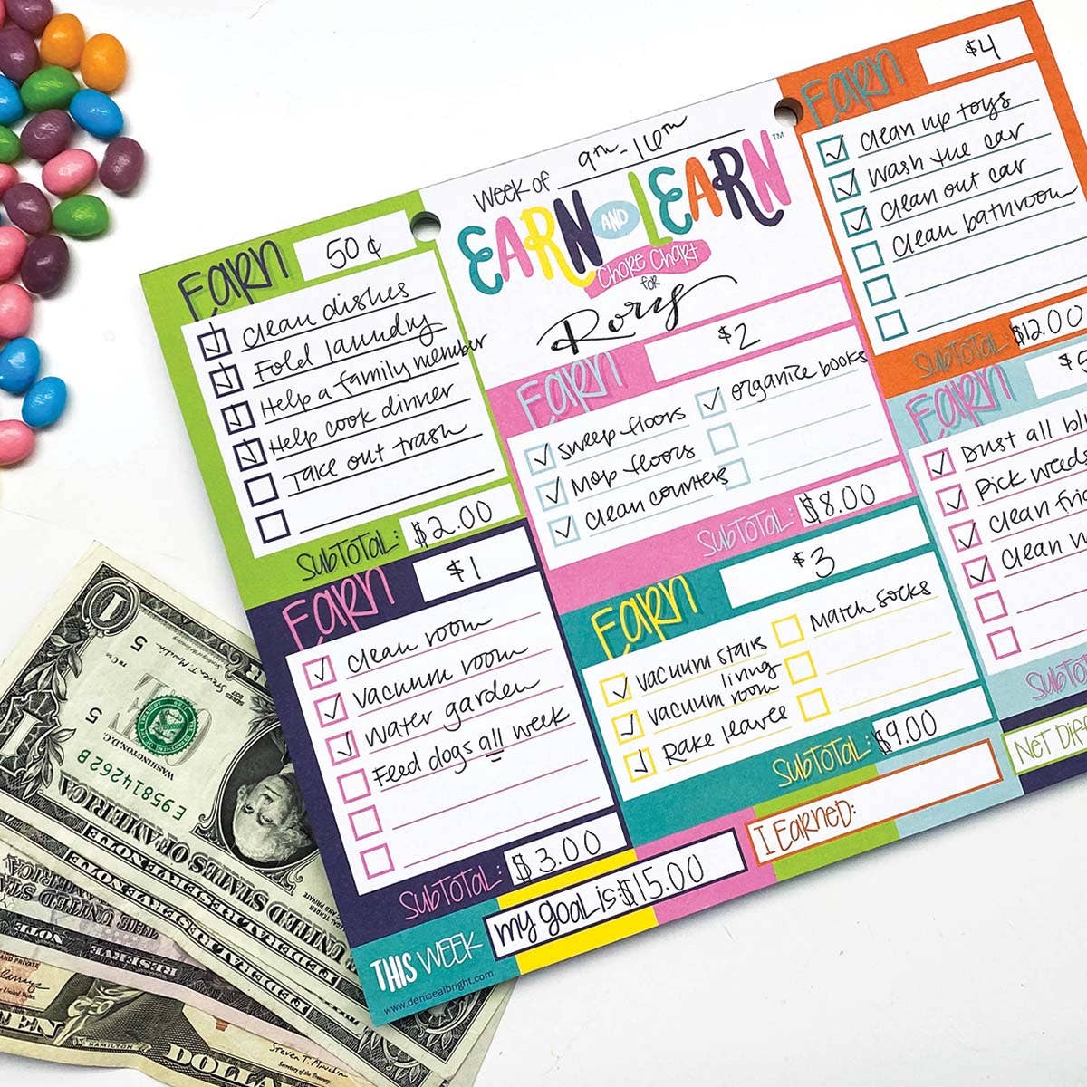 Earn & Learn® Kids Money Management Chore Chart - Kickin' Colors