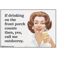 Woman holding a glass of beer with text on a white background
