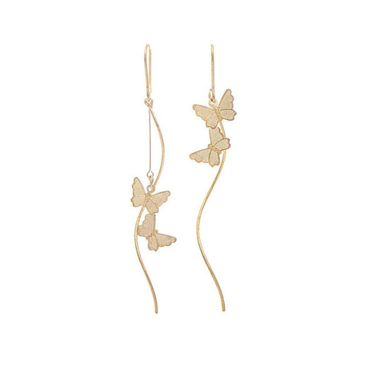 Gold Floating Butterflies Wire Earrings