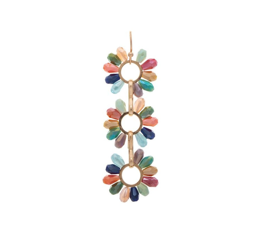 Gold Multicolored Glass Bead Earrings