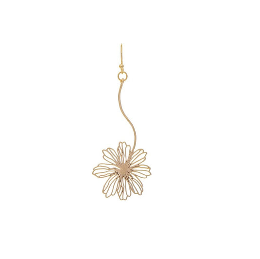 Gold Filigree Flower Drop Earrings
