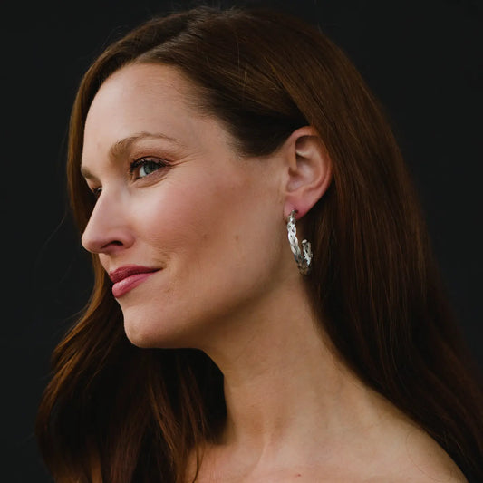 Large Silver Braided Hoop Earrings