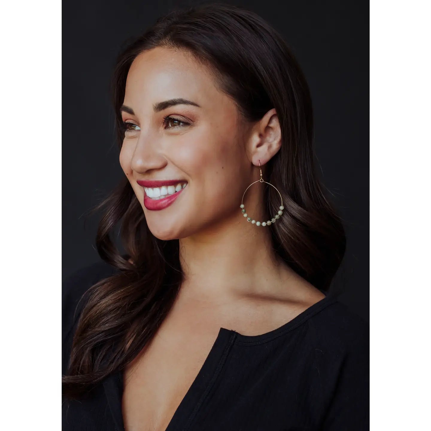 Gold Wire Hoop Earrings - Sage