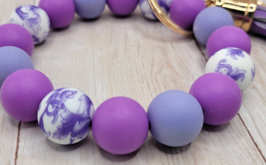 Purple Whimsey Silicone Wristlet Keychain