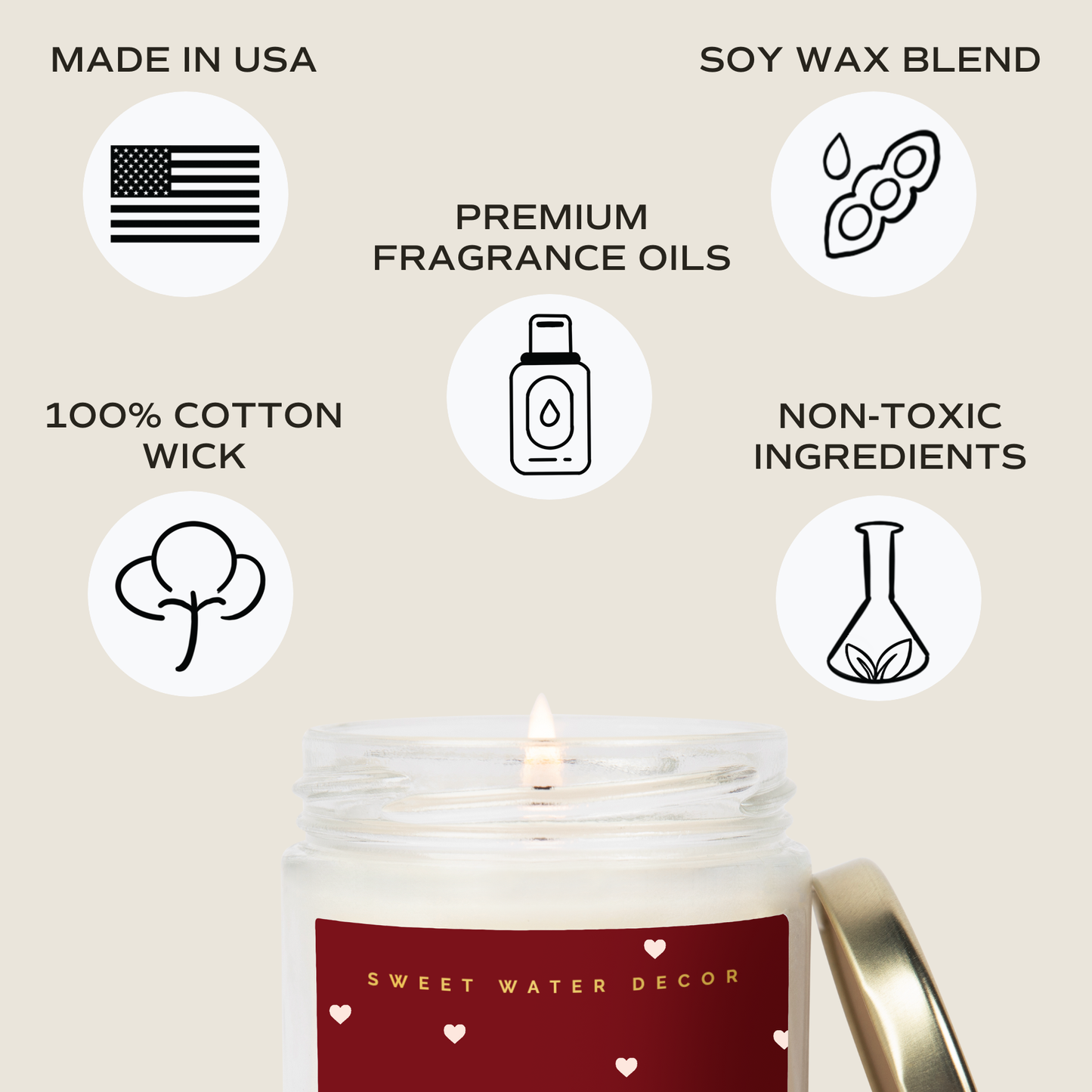 Love You Hearts Soy Candle