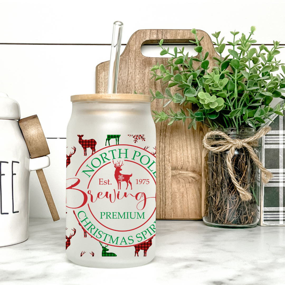 16 Oz Can Glass - North Pole