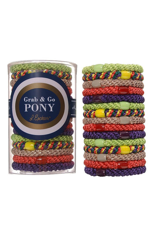Grab & Go Ponytail Holders (Set of 15) - Fiesta