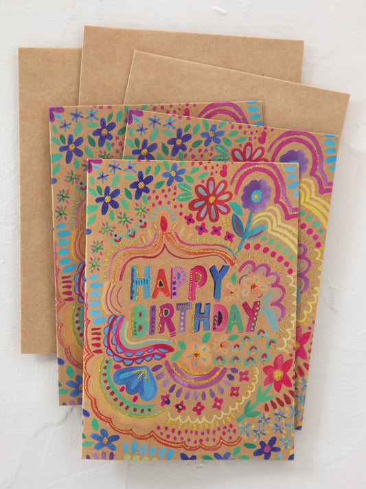 Natural Life Greeting Card - Floral Happy Birthday