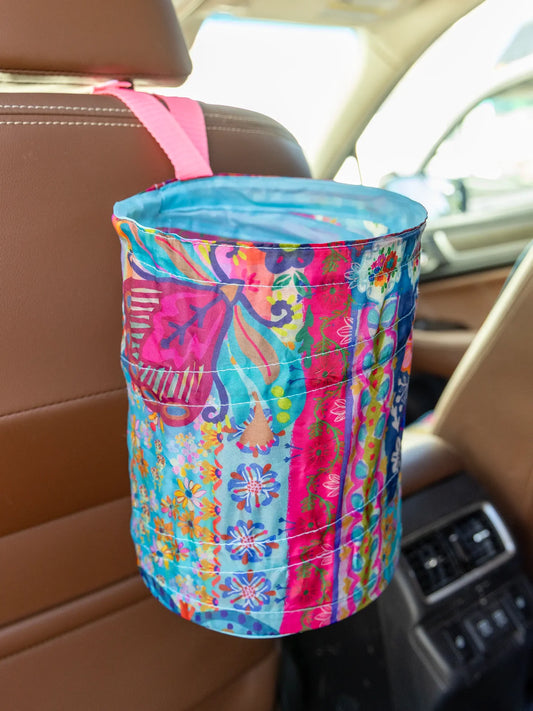 Natural Life Pop-Up Car Trash Can - Floral Patchwork