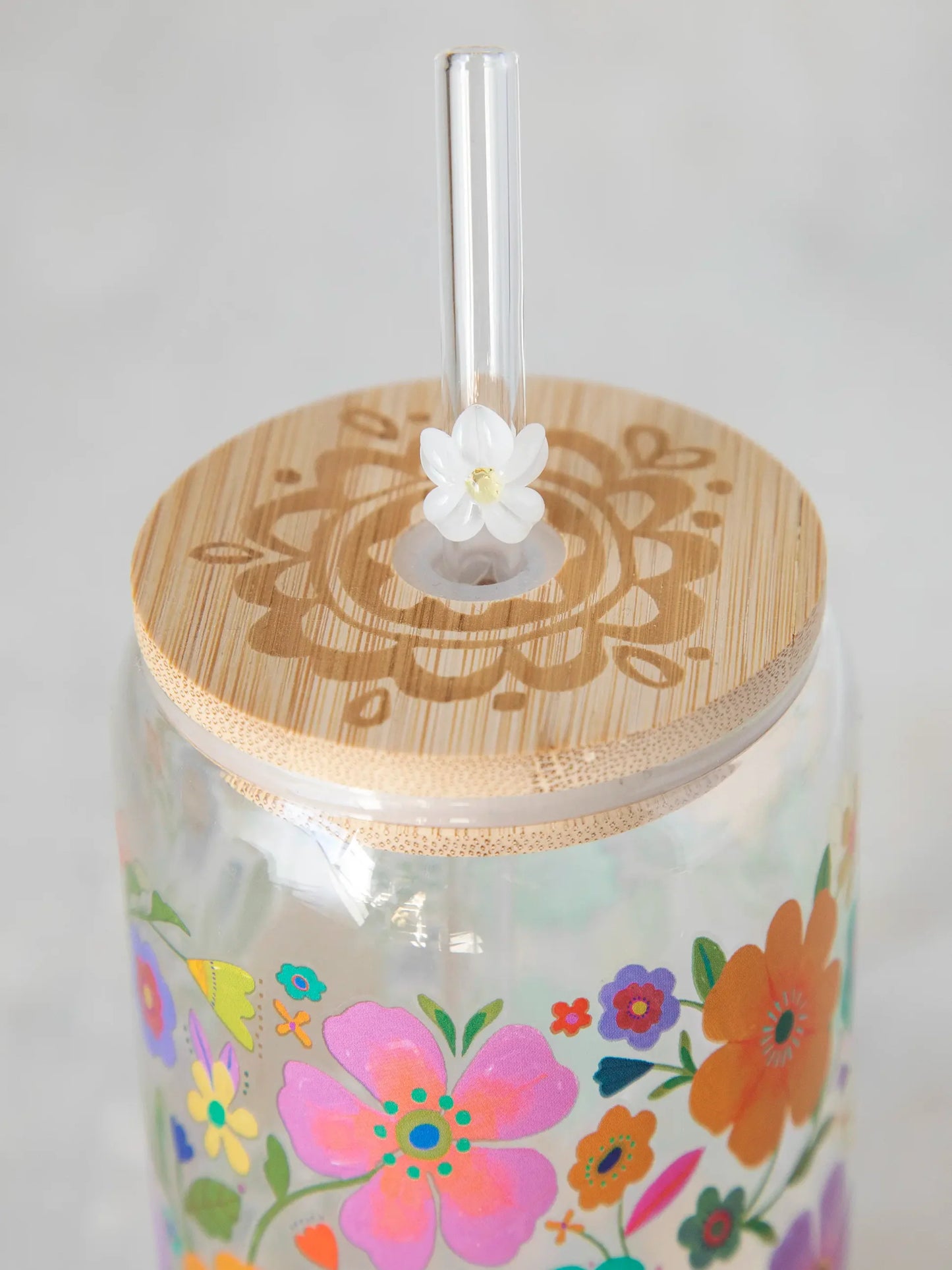 Glass Tumbler - Folk Flower