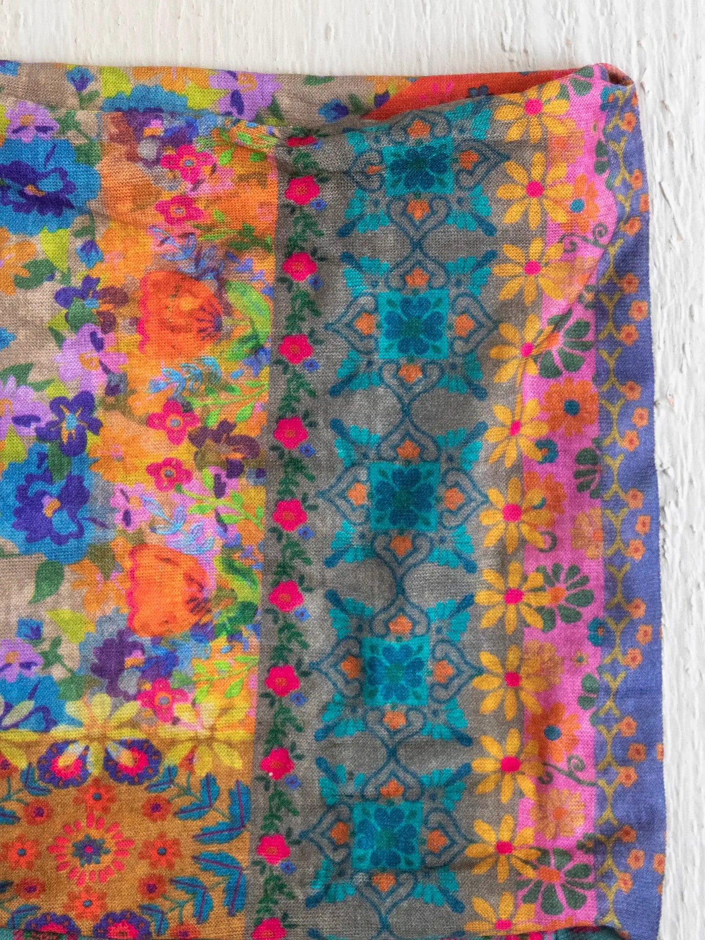 Half Boho Bandeau Headband - Folk Flower Patchwork