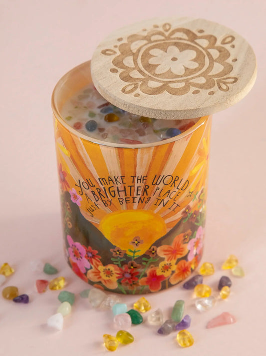 Natural Life Gemstone Candle - You Make The World Brighter