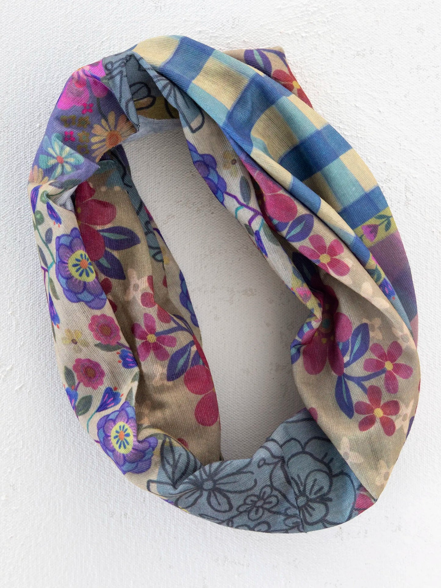 Natural Life Full Boho Bandeau Headband - Gingham Floral Patchwork