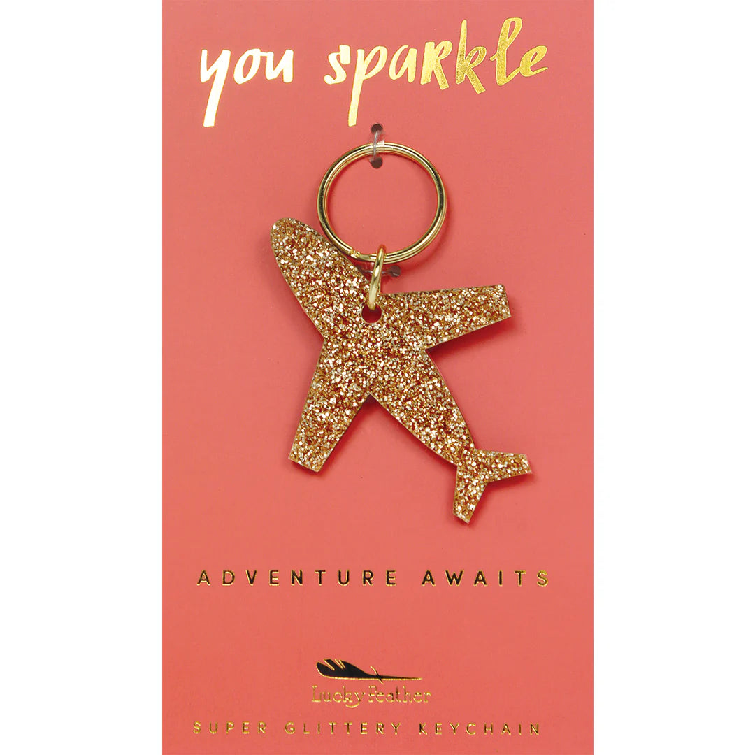 Airplane Glitter Keychain