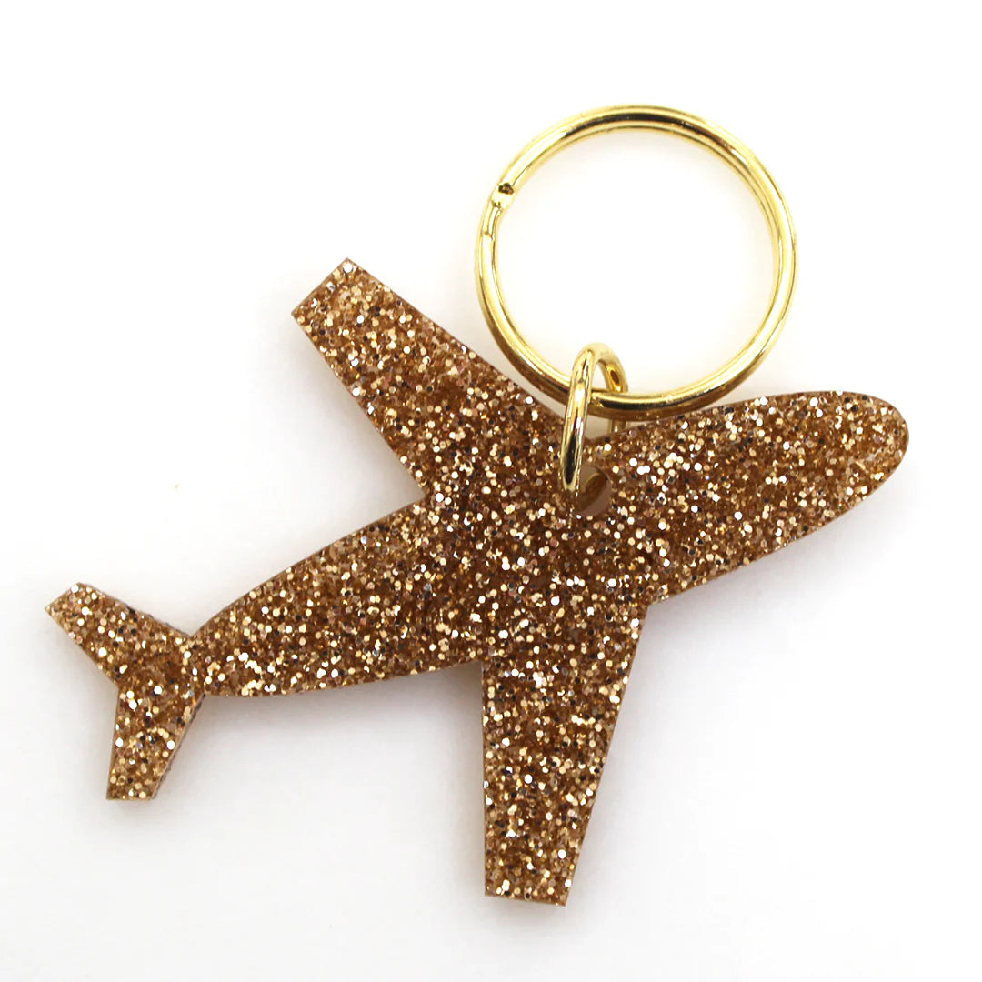 Airplane Glitter Keychain