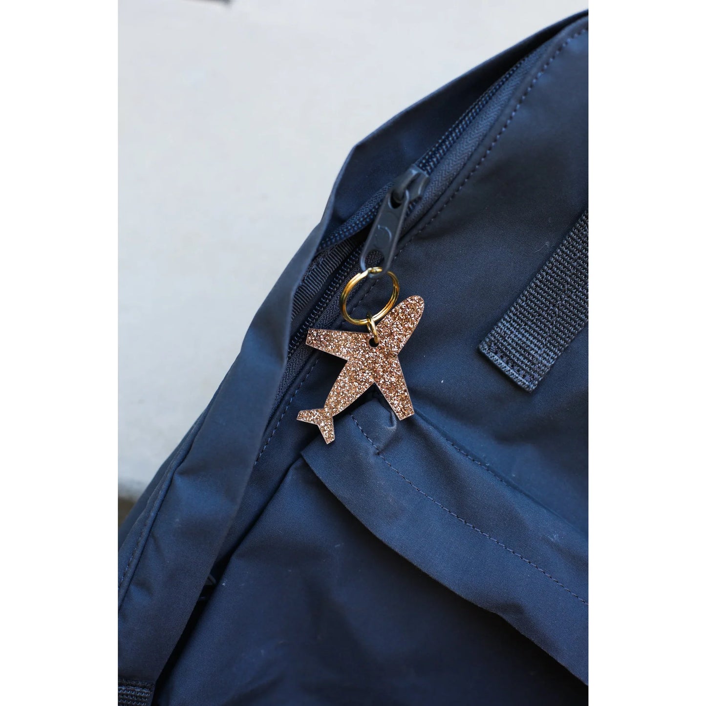 Airplane Glitter Keychain