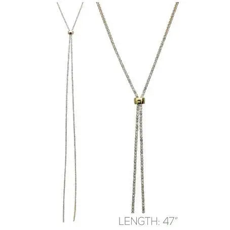 Gold Rhinestone Lariat Necklace