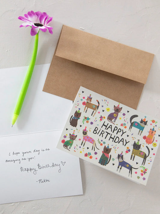 Natural Life Greeting Card - Happy Birthday Cat