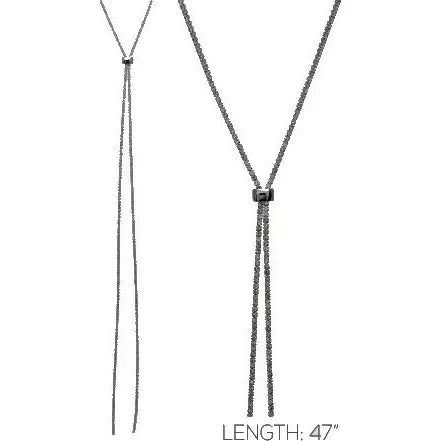 Hematite Rhinestone Lariat Necklace