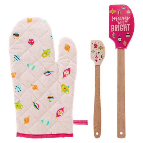 Holiday Oven Mitt & Spatula Set - Merry & Bright