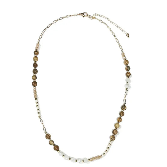 Natural Stone & Glass Bead Necklace