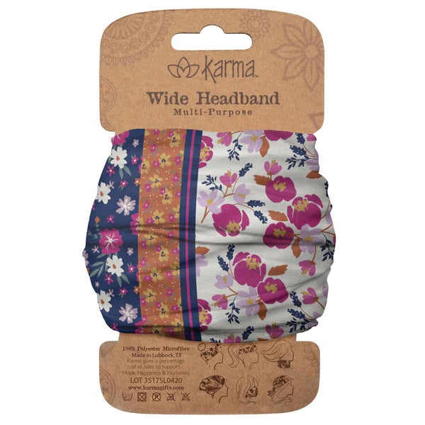 Wide Headband - Navy/Plum Floral