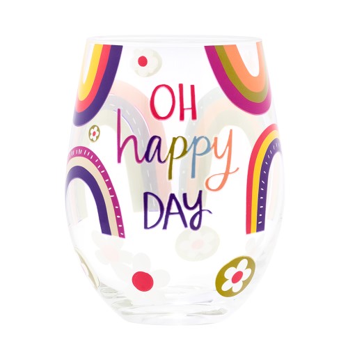 Oh Happy Day Stemless Wine Glass
