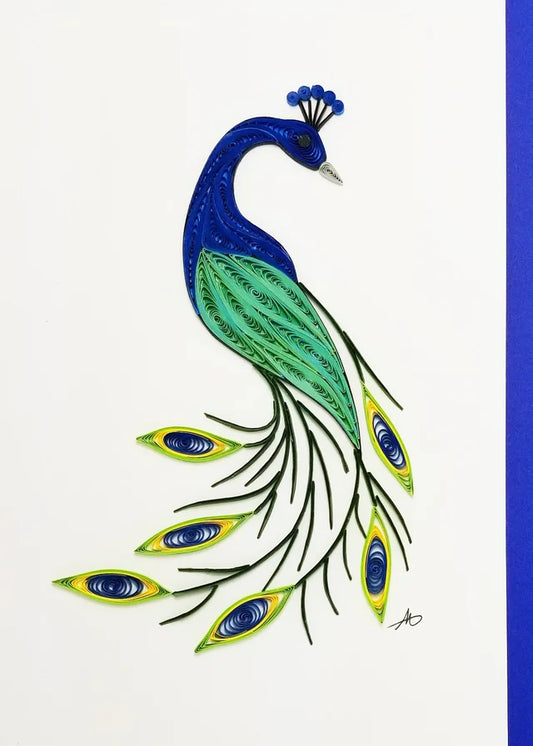 5x7 Quilled Greeting Card - Peacock