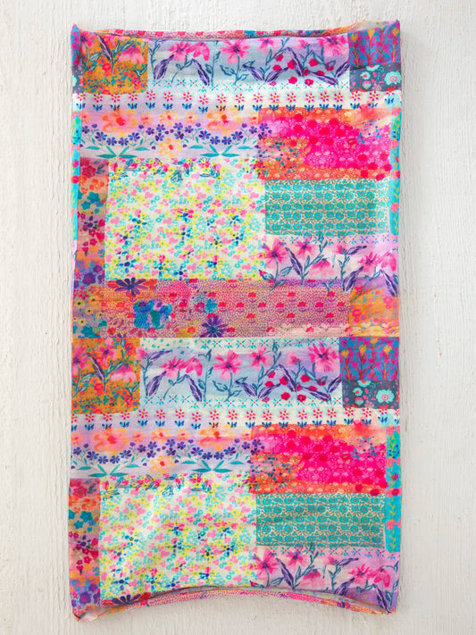 Half Boho Bandeau Headband - Pink Watercolor Patchwork