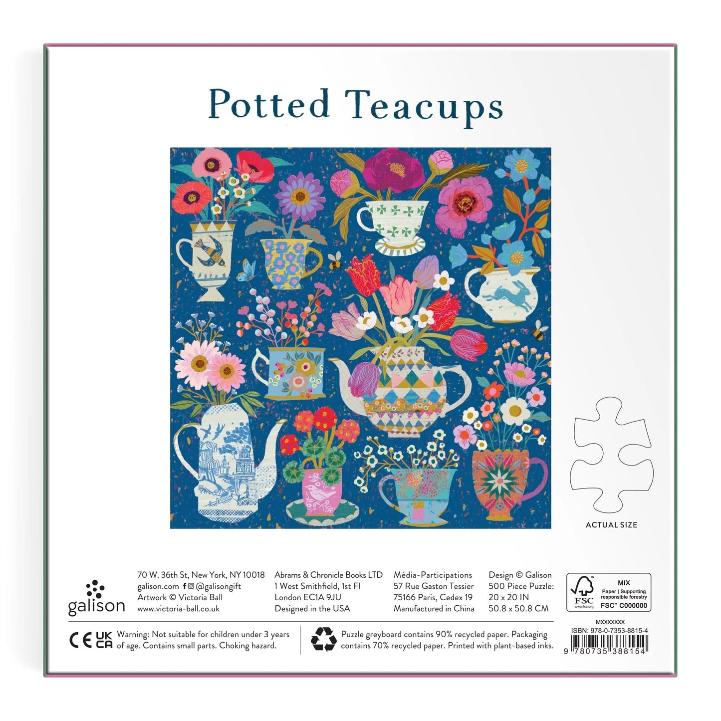 Potted Teacups 500 Piece Foil Jigsaw Puzzle