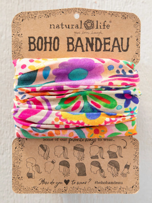 Natural Life Full Boho Bandeau Headband - Rainbow Doodle