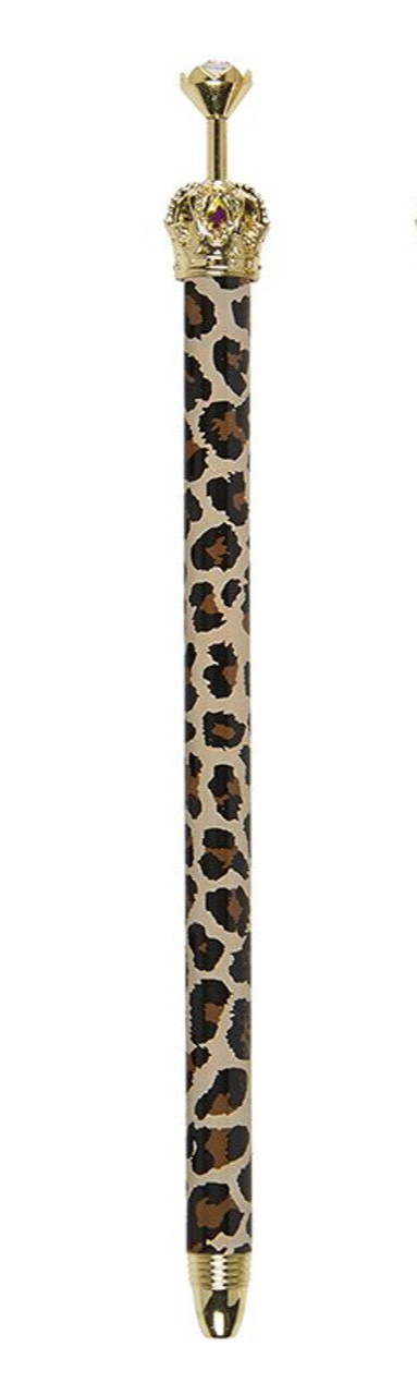 Rhinestone Crown Cheetah Pen