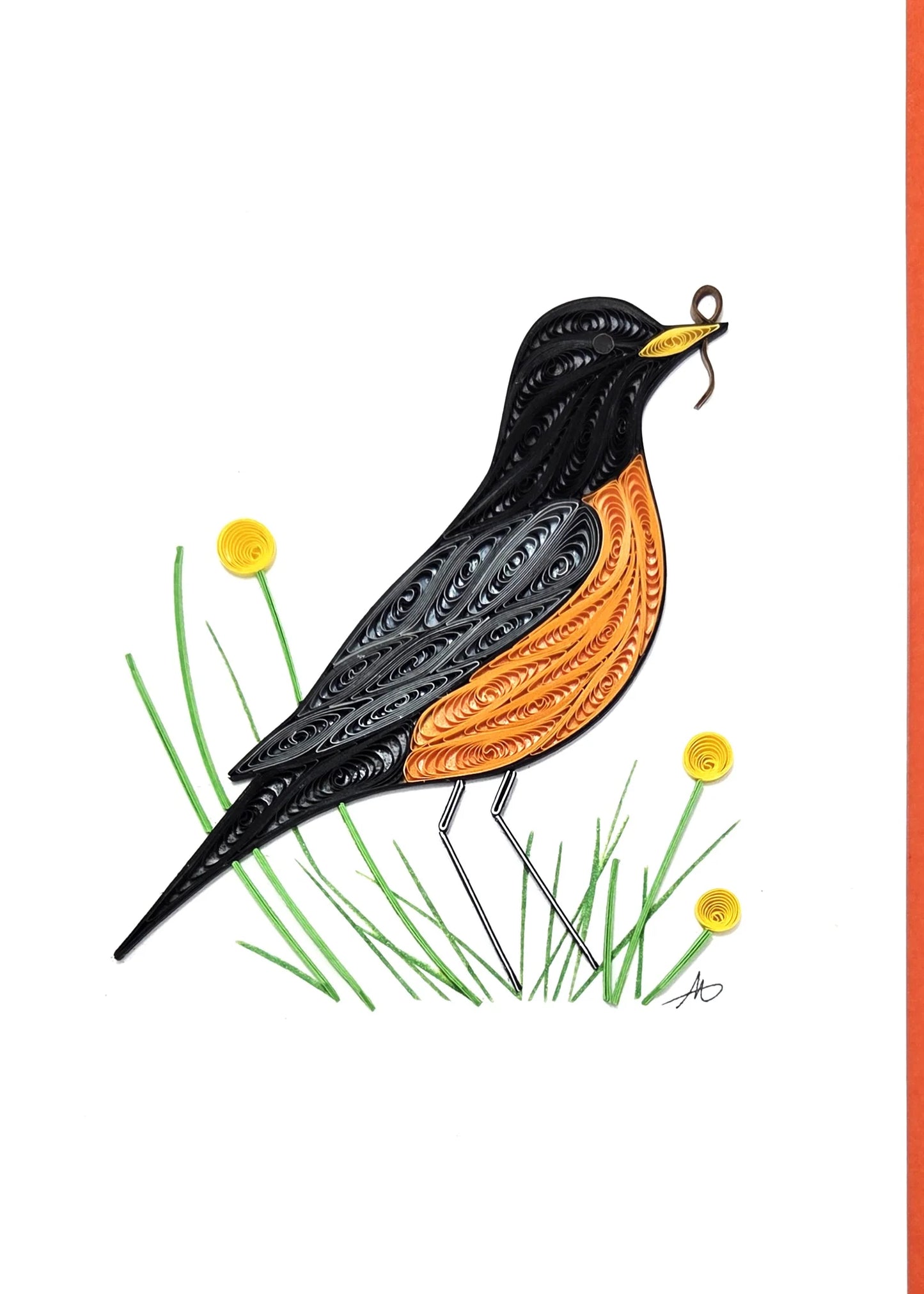 5x7 Quilled Greeting Card - Robin