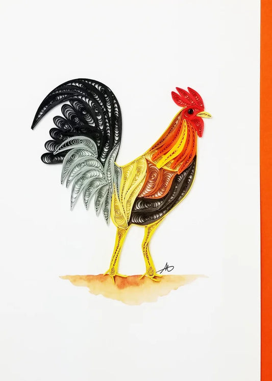 5x7 Quilled Greeting Card - Rooster