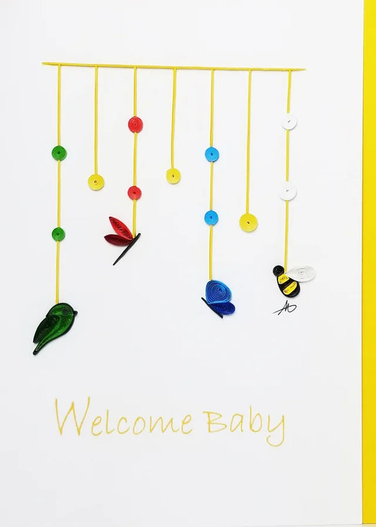 5x7 Quilled Greeting Card - Welcome Baby
