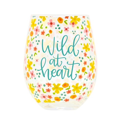 Wild At Heart Stemless Wine Glass