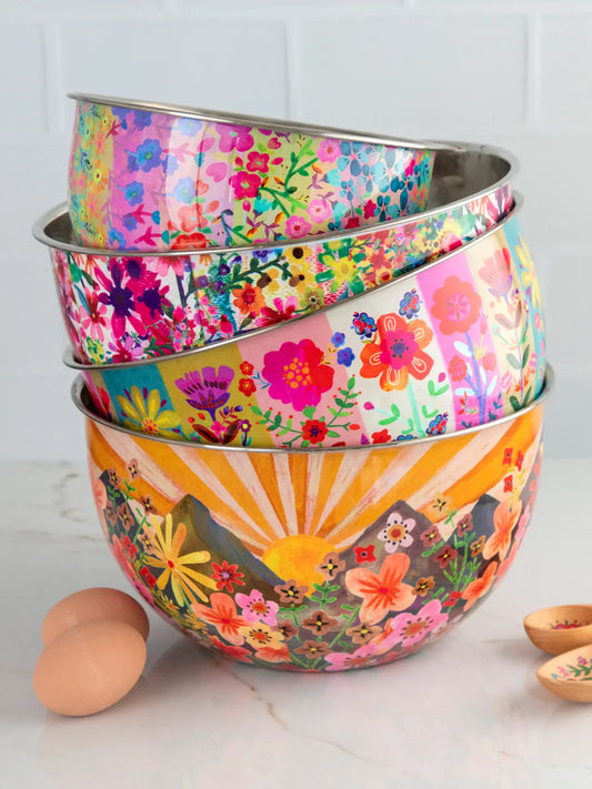 Natural Life Stainless Steel Bowl - Large Yellow Mountain Range