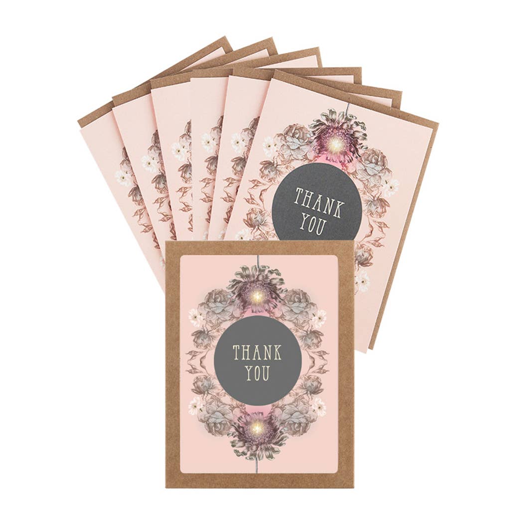 Thank You Boxed Card Set - Rose Circle