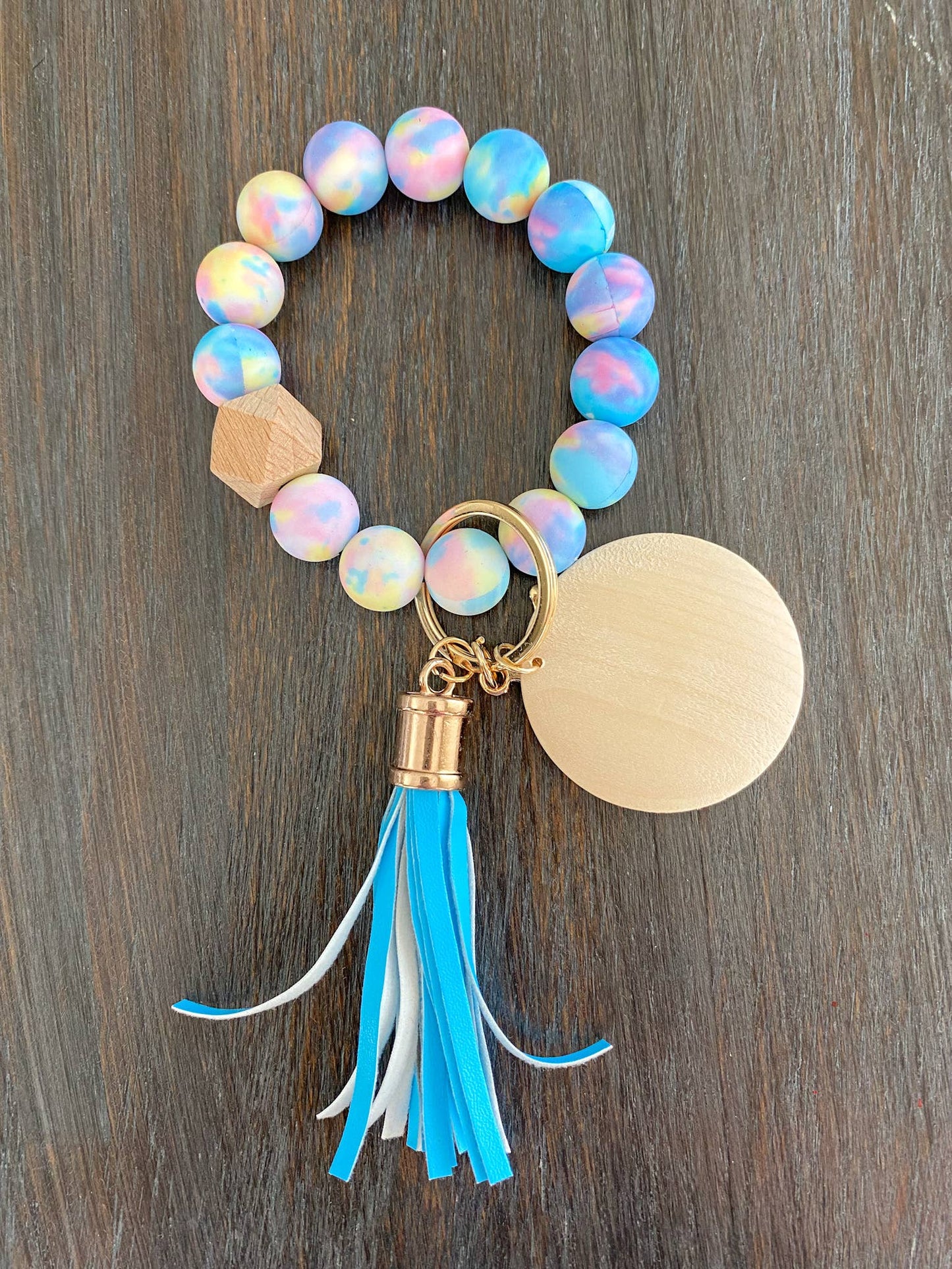 Silicone Wristlet Keychain - Candy Cloud Tie Dye