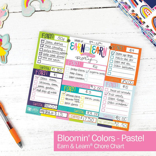 Earn & Learn® Kids Money Management Chore Chart - Blommin' Colors