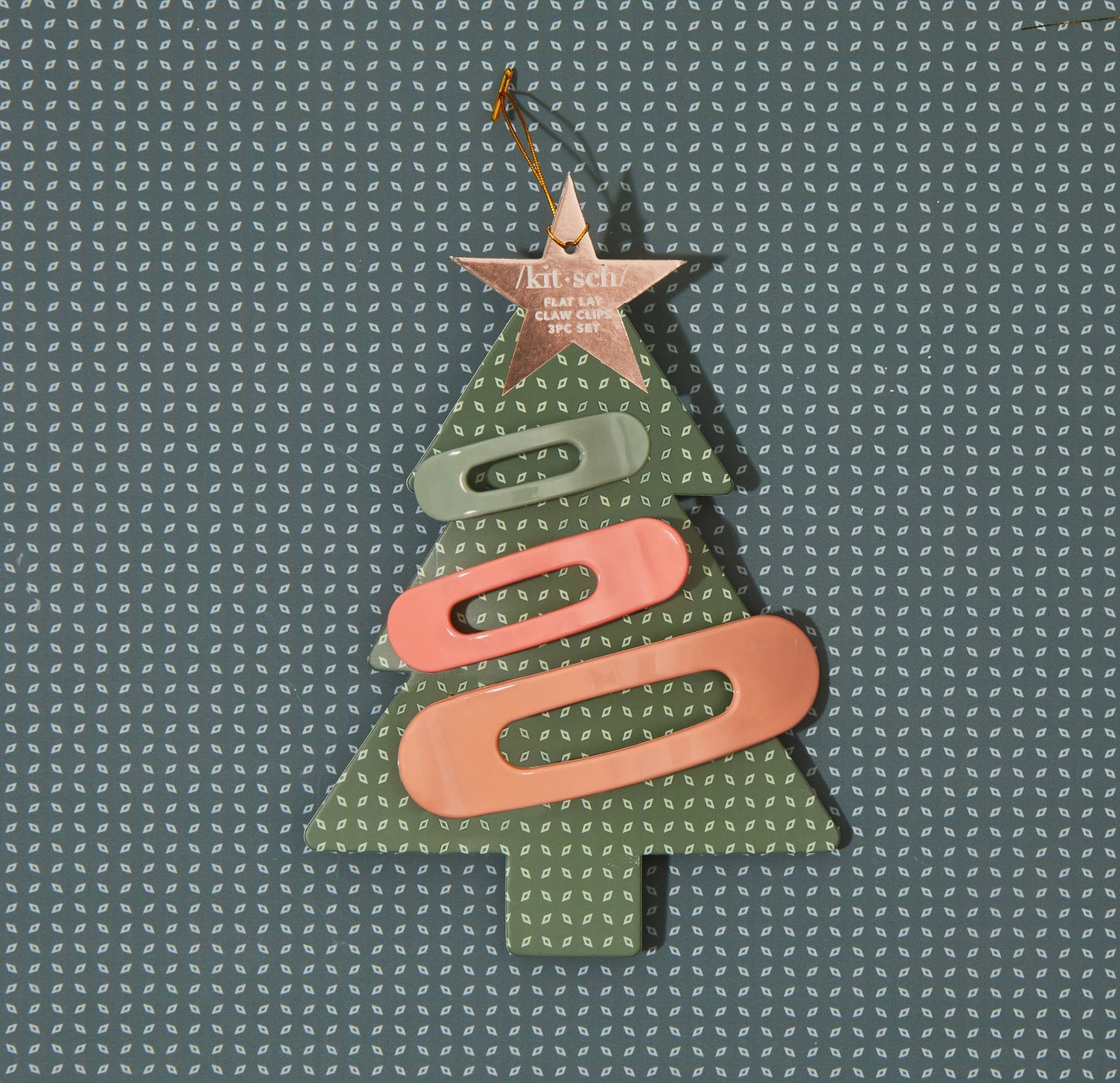 Holiday Recycled Plastic Flat lay Claw Clips Set- Pinksettia
